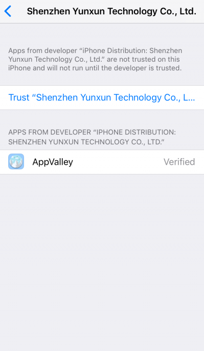  trust appvalley on iOS
