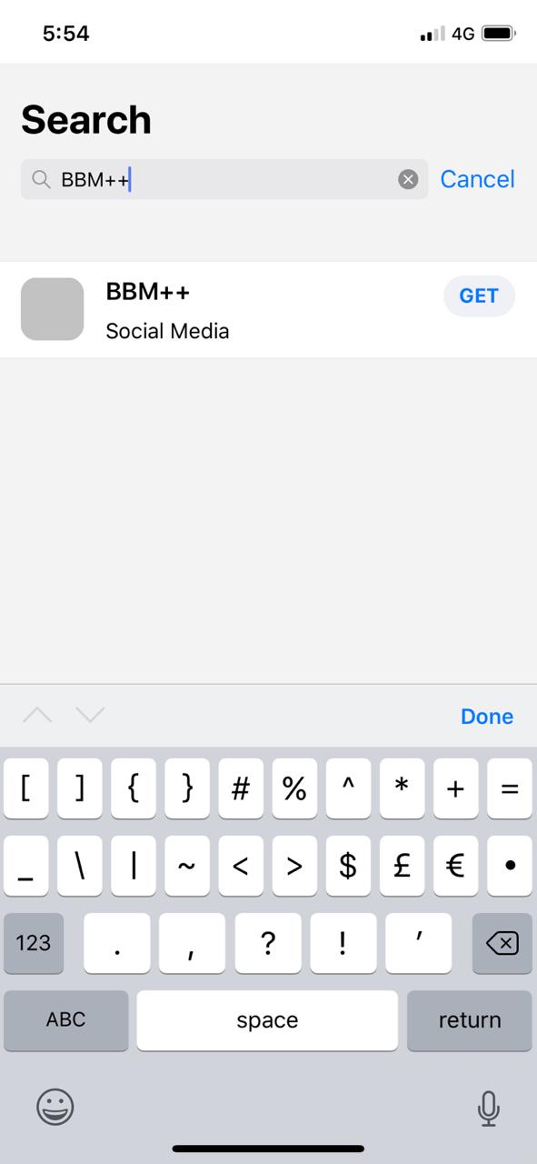 Search BBM++ on iOS