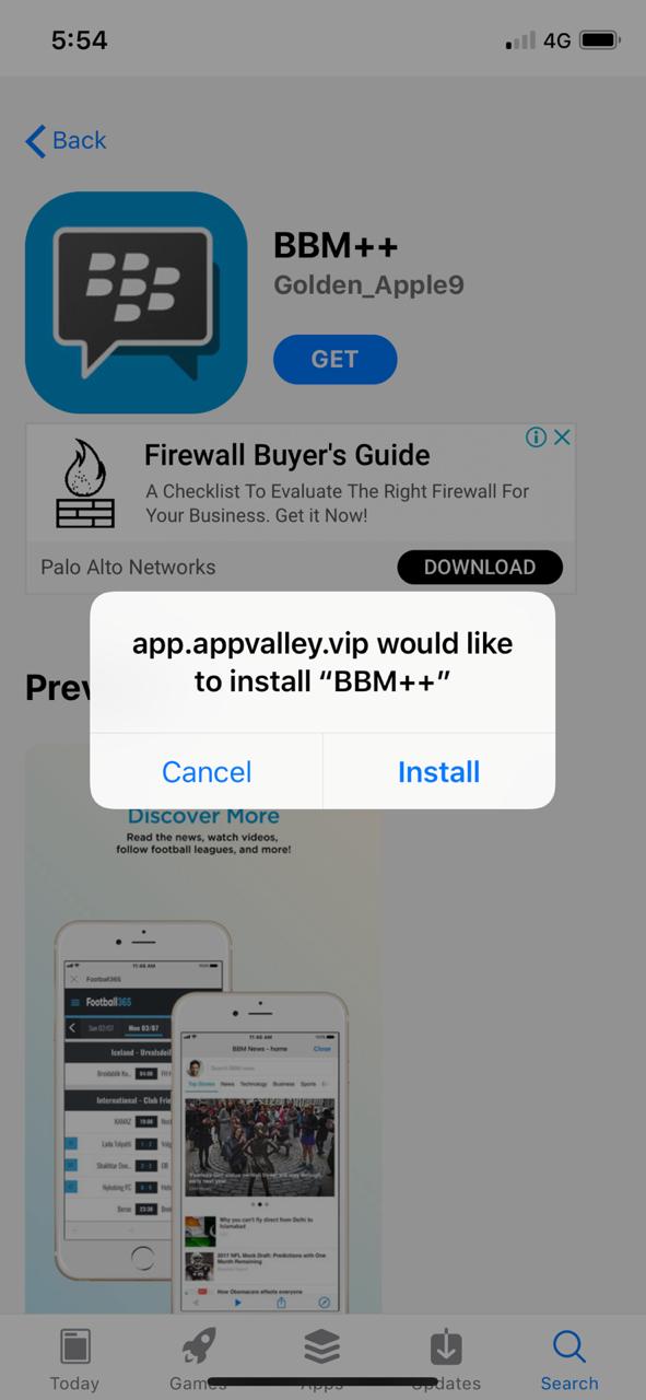 BBM++ Install on iOS - AppValley