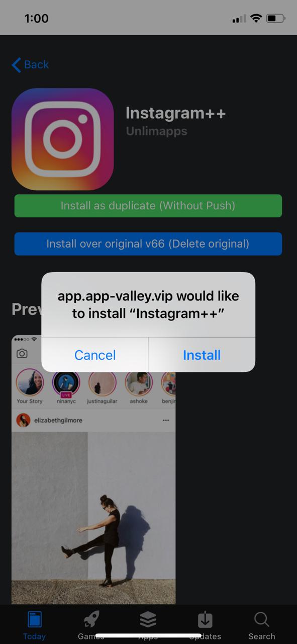 Install Instagram++ on iOS - AppValley