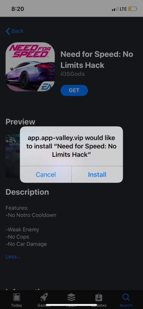 Need for Speed No Limits Hack ios appvalley