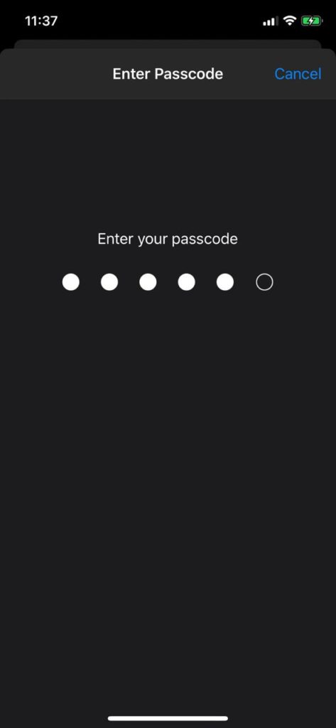 Enter passcode