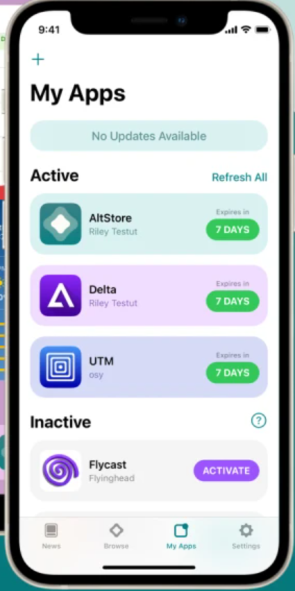 AltStore's MyApps section