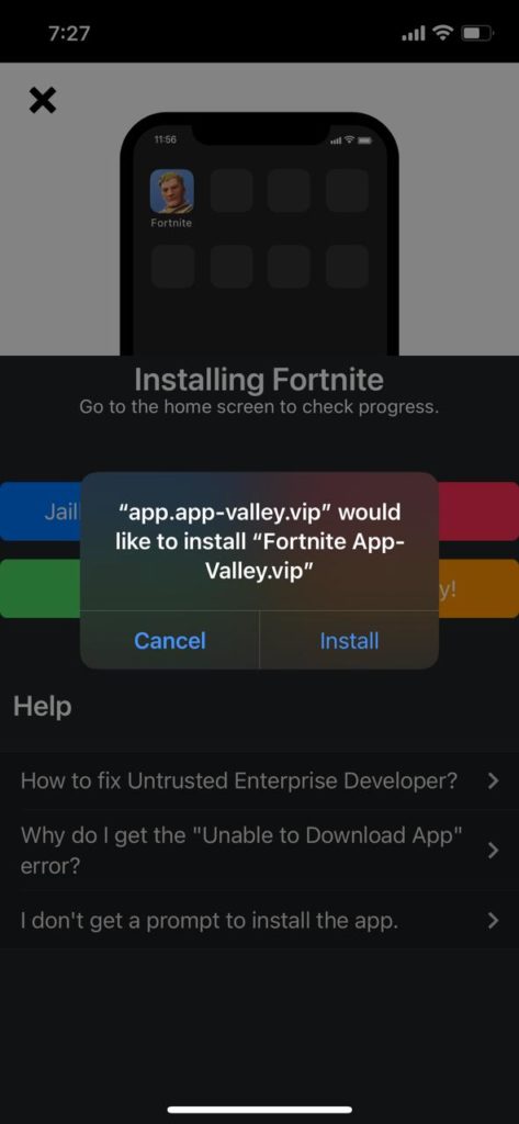 click on install fortnite