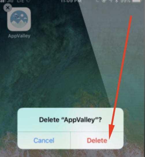 حذف AppValley من شاشة iPhone الرئيسية