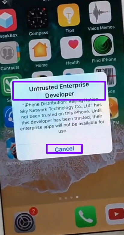 Untrusted Enterprise Developer error